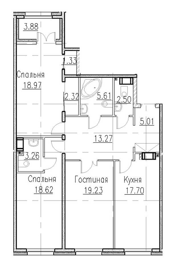 Трехкомнатная квартира в : площадь 106.3 м2 , этаж: 6 – купить в Санкт-Петербурге